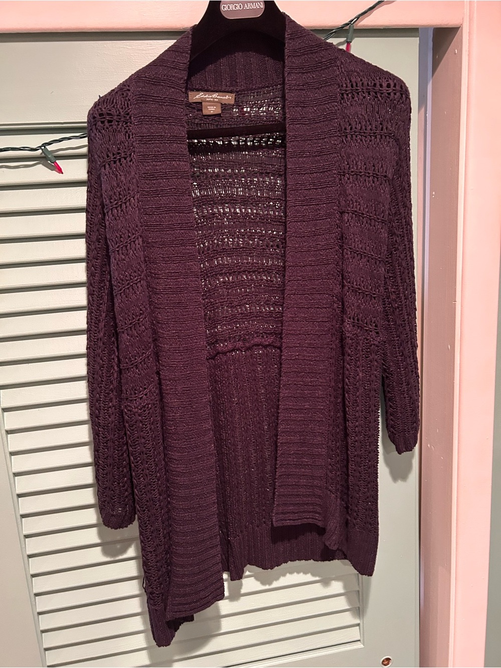 Eddie Bauer Open-Front Knit Cardigan - Deep Plum
